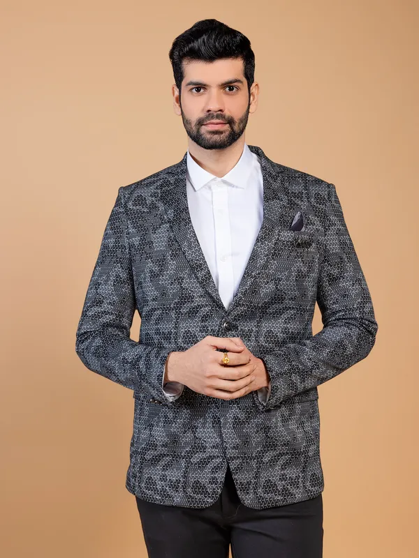 Stylish Grey Tailored Blazer Jacket