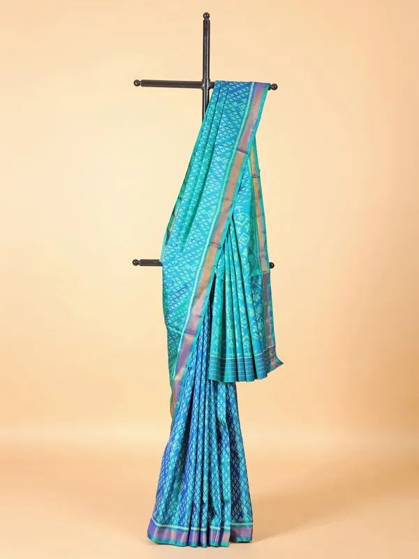 Aquamarine Banarasi Silk Saree with Peacock Blue Blouse – A Celebration of Timeless Elegance main image 0