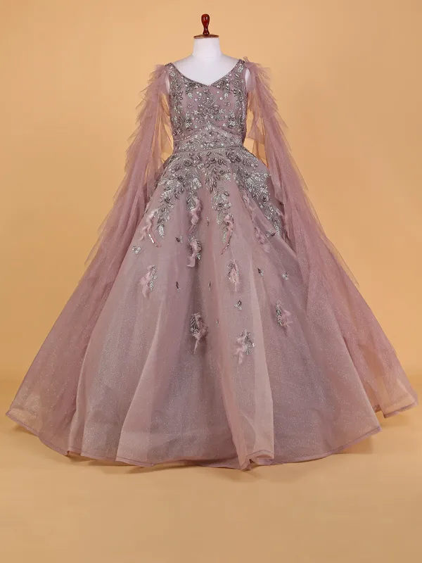 Fabulous wine floor length net gown-G3-WGO2525 France