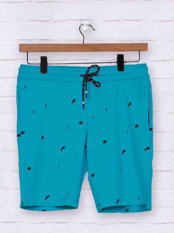Freeze cotton printed aqua blue mens short-G3-MSO0375