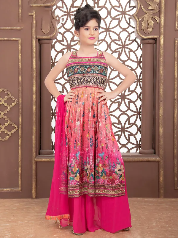 Palazzo Style Blush Pink Embellished Georgette Suit