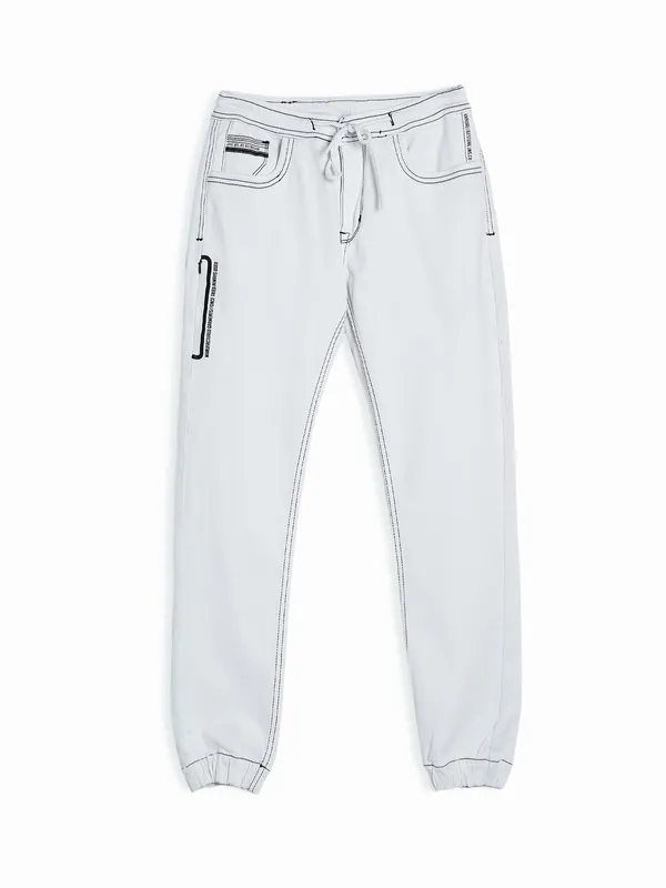 Gesture white denim joggers jeans-G3-MJE4425