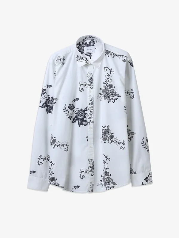 GIANTI white floral printed shirt-G3-MCS13558
