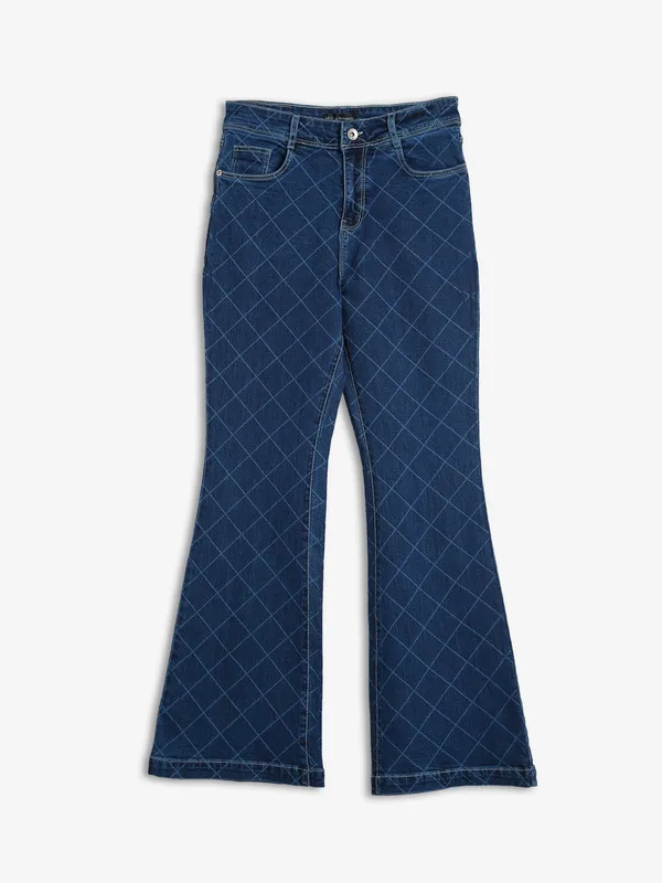 Global Republic blue checks bootcut jeans-G3-WJJ0807 Netherlands