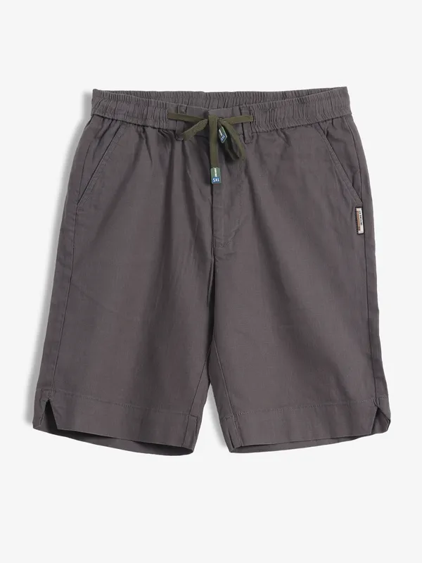 GS78 dark grey solid cotton shorts-G3-MSO0705