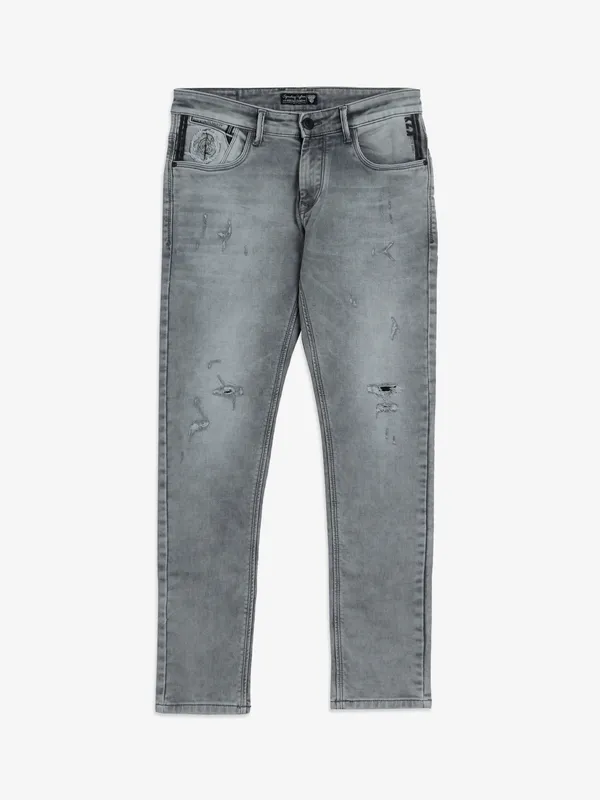 EZKATONのGray Teen Damage Denim Pants Kozzak grey ripped super skinny jeans-G3-MJE4726 | Canada
