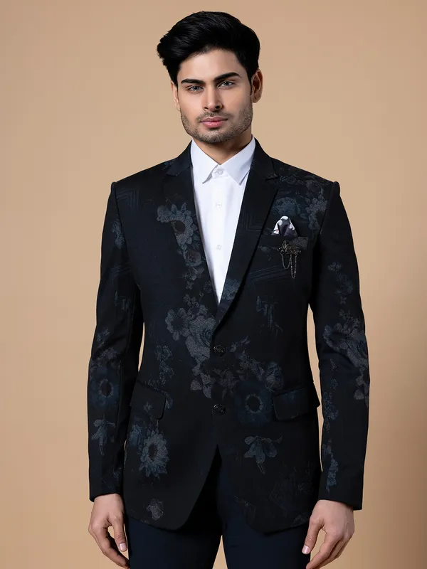 Latest black printed terry rayon blazer G3 MBL01029 United Kingdom