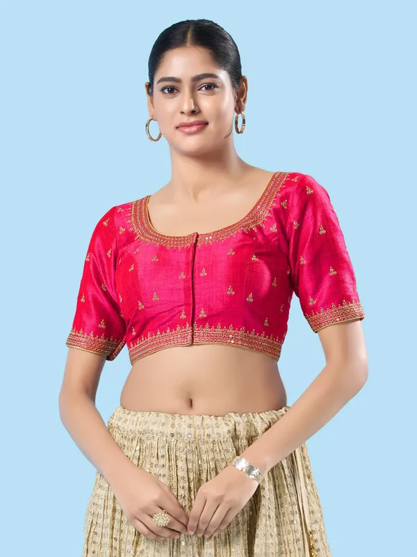 Latest dark pink ready made blouse-G3-RB1953