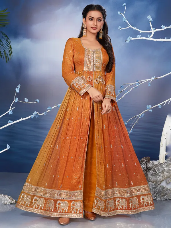 Latest orange georgette palazzo suit-G3-WSS42351