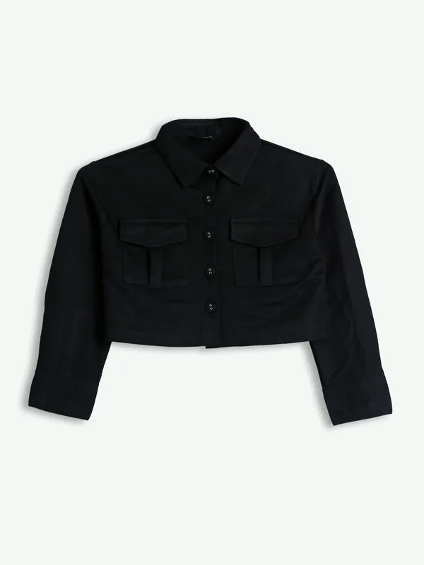 Leo n Babes black denim top-G3-GTO3140 | United States