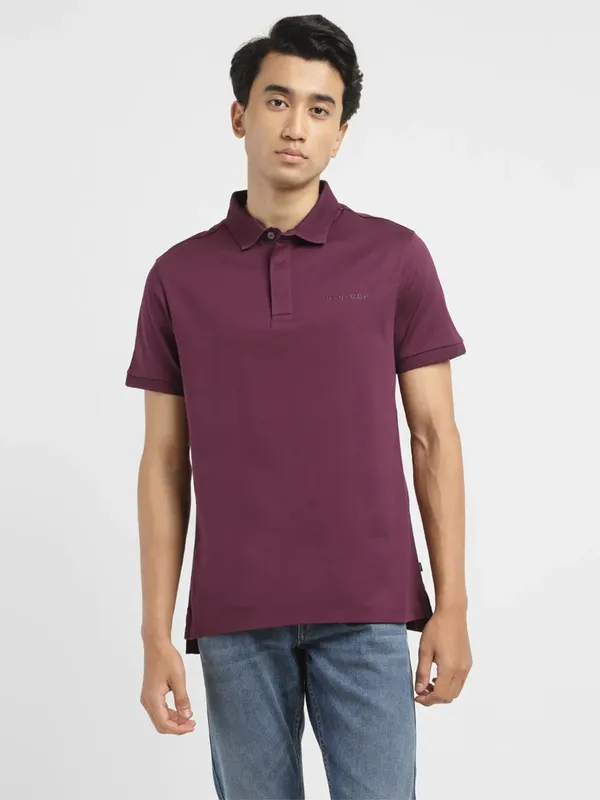 LEVIS dark purple polo neck t-shirt-G3-MTS18285