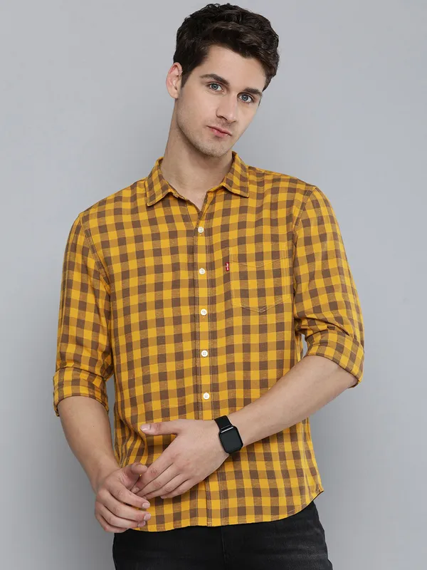 Levis yellow check shirt deals