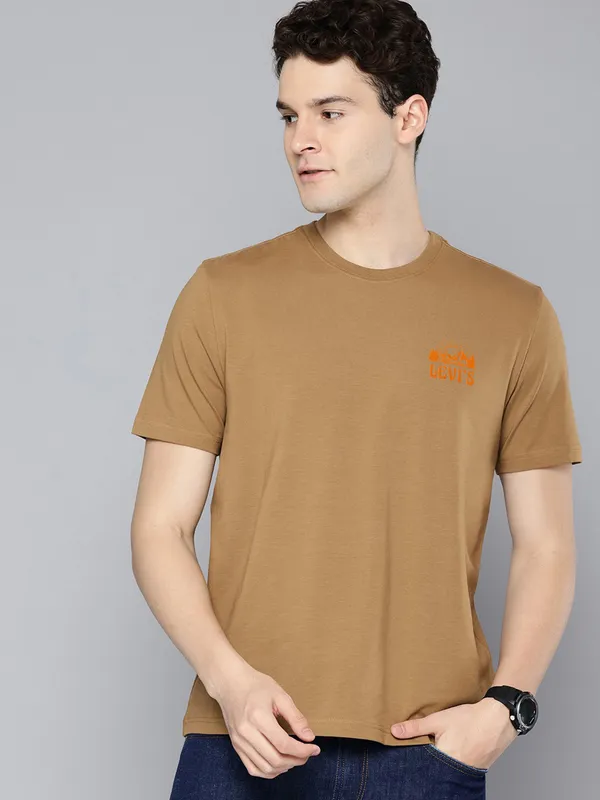 LEVIS plain brown cotton slim fit t-shirt-G3-MTS19246 Ireland