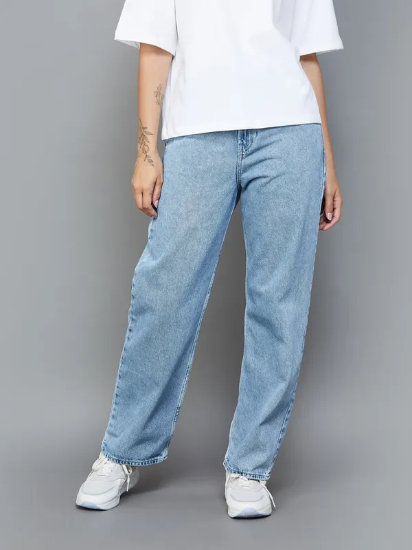 LEVIS washed blue denim jeans for women-G3-WJJ01017