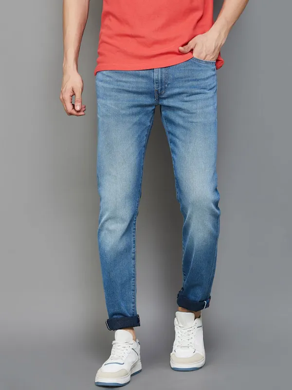 LEVIS washed blue denim slim tapper jeans-G3-MJE5206