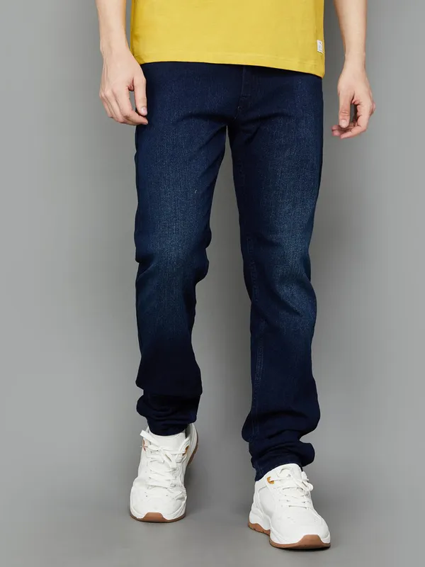 LEVIS washed navy slim fit denim jeans for men-G3-MJE5728