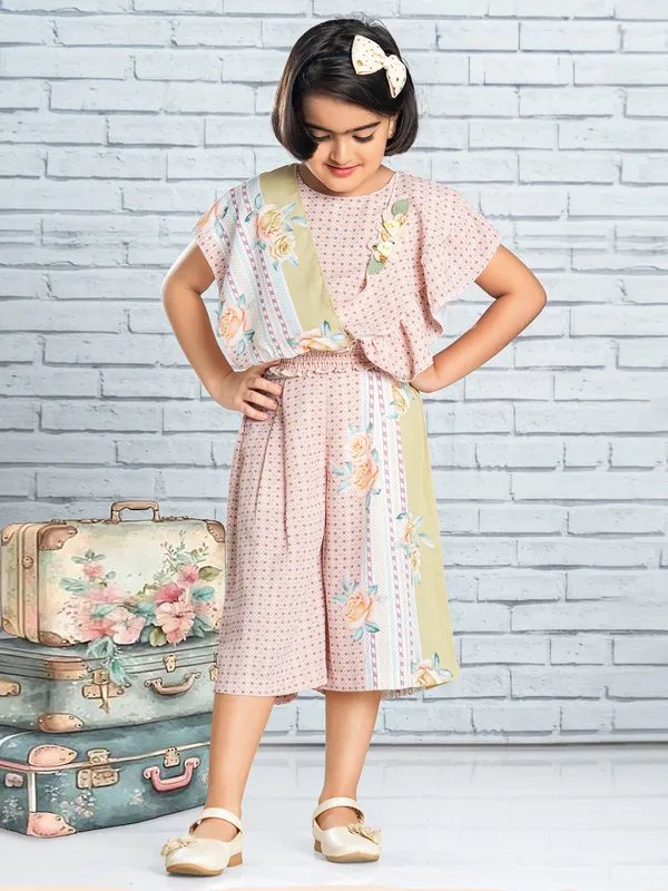 Peach Pink Floral Printed Co-ord Set of 2 main image 0