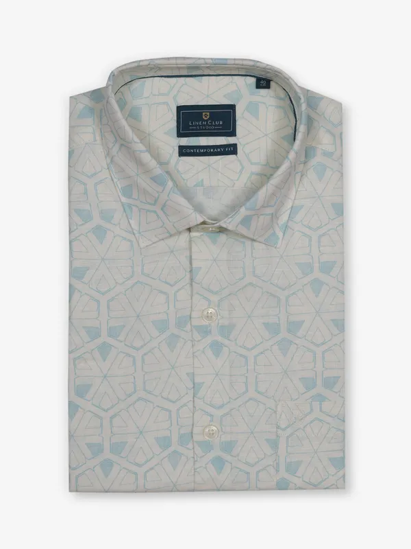 LINEN CLUB light beige linen formal shirt-G3-MFS15150