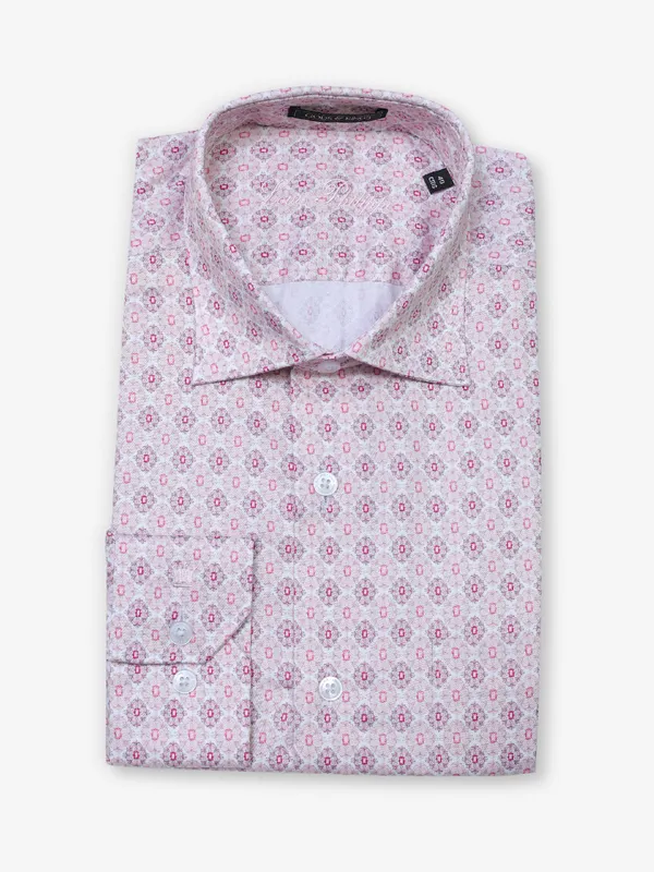 LOUIS PHILIPPE printed pink formal slim fit shirt-G3-MFS14606