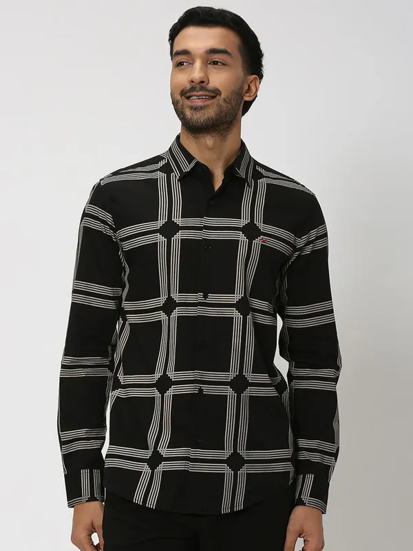 Mufti black checks shirt for casual-G3-MCS12534 United States