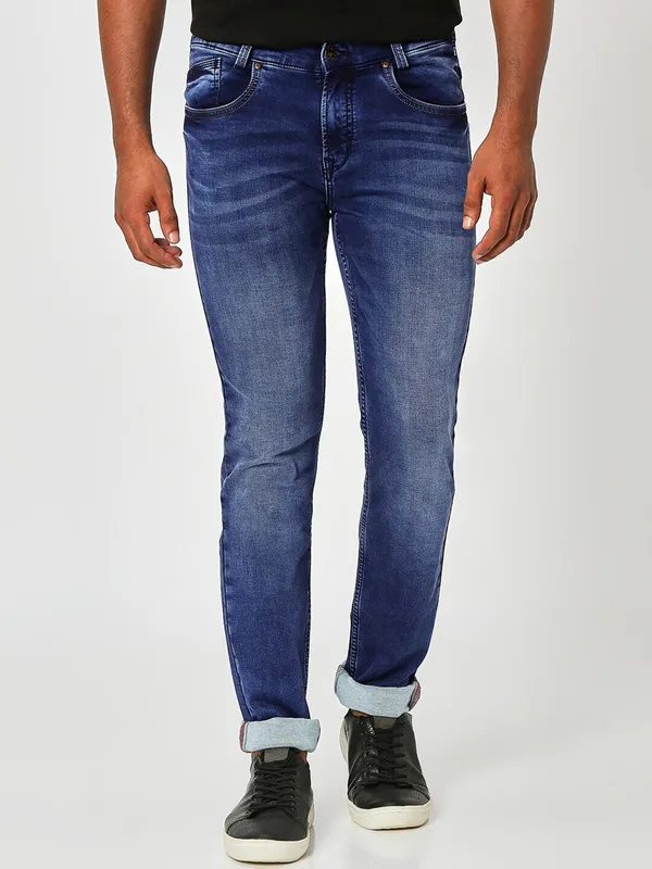 Mufti indigo blue washed narrow fit jeans-G3-MJE4332