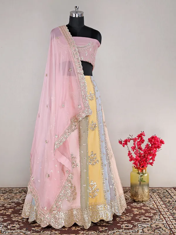 MOCA ORGANZA LEHENGA CHOLI SET WITH MULTICOLOUR EMBROIDERY