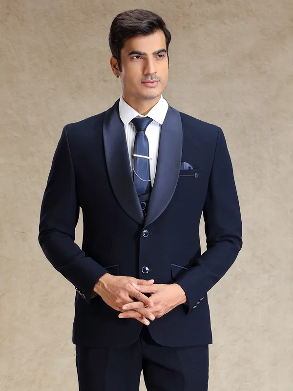 Navy polyster reception wear coat suit-G3-MCO1411