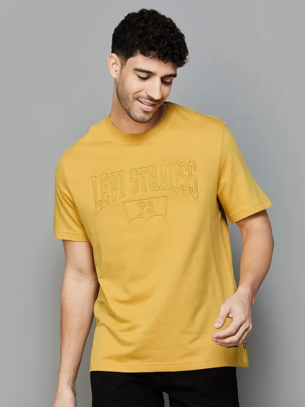 Mustard yellow t shirt mens outlet