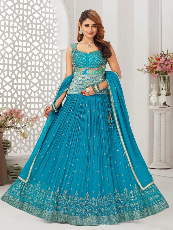 Newest aqua georgette lehenga choli-G3-WLC16119 France