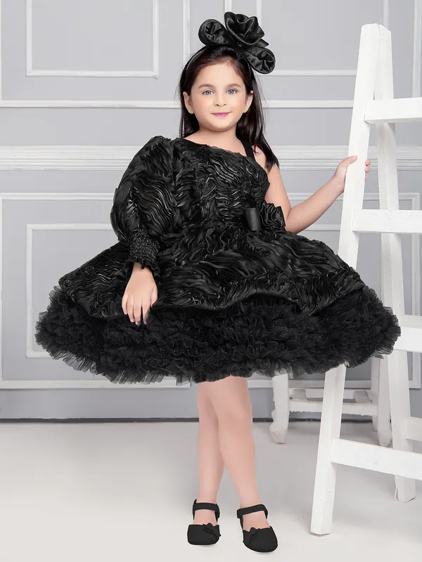 Newest black net designer frock-G3-GDR0597 France