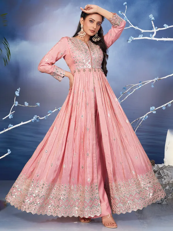 Newest pink georgette palazzo salwar suit-G3-WSS42352