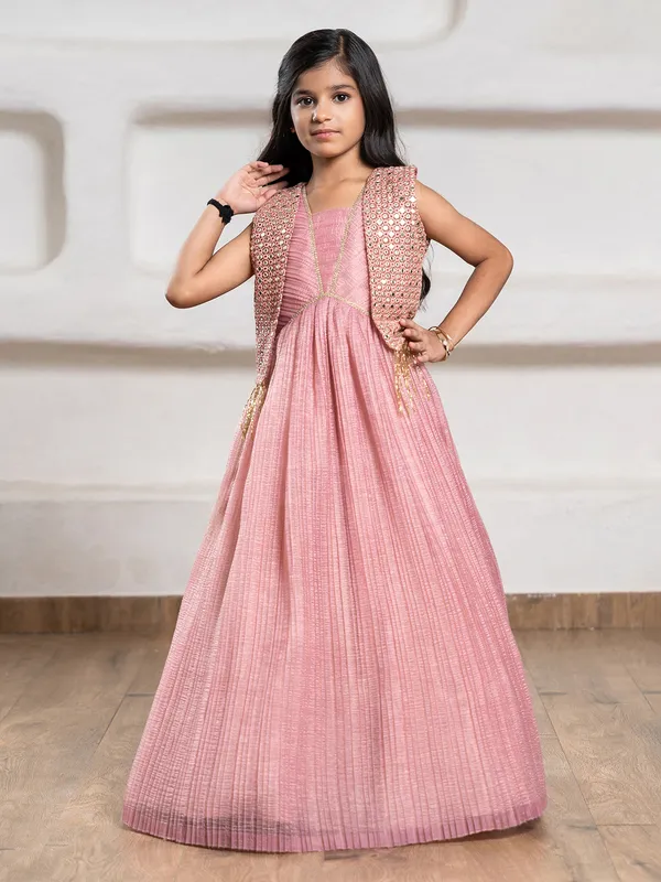 Onion pink jacket gown with aabla detailing-G3-GGO0929