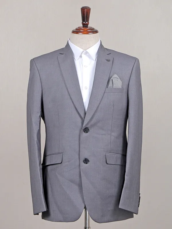 Party wear grey solid terry rayon blazer-G3-MBL0937
