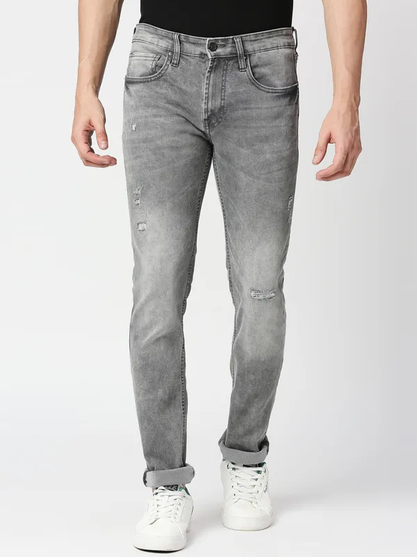 Pepe Jeans grey slim fit ripped jeans-G3-MJE4153
