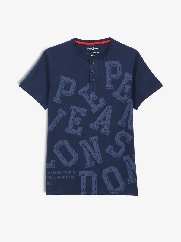 PEPE JEANS navy printed slim fit t-shirt-G3-MTS18607 Ireland