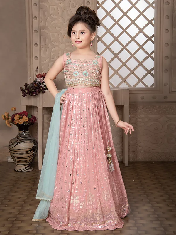 Pink lehenga choli with contrast dupatta-G3-GCS01140