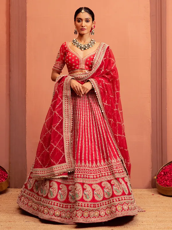 Red wedding lehenga choli for bride-G3-WLC16662