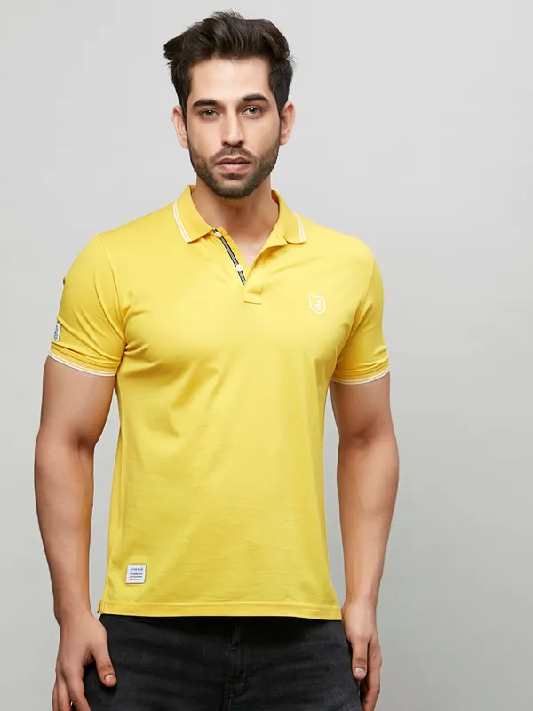 Yellow Buy Collar T Shirts Online Buy Men Yellow Solid Collar Half