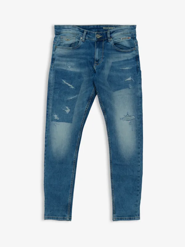 Rookies sky blue springsteen fit ripped jeans-G3-MJE4696