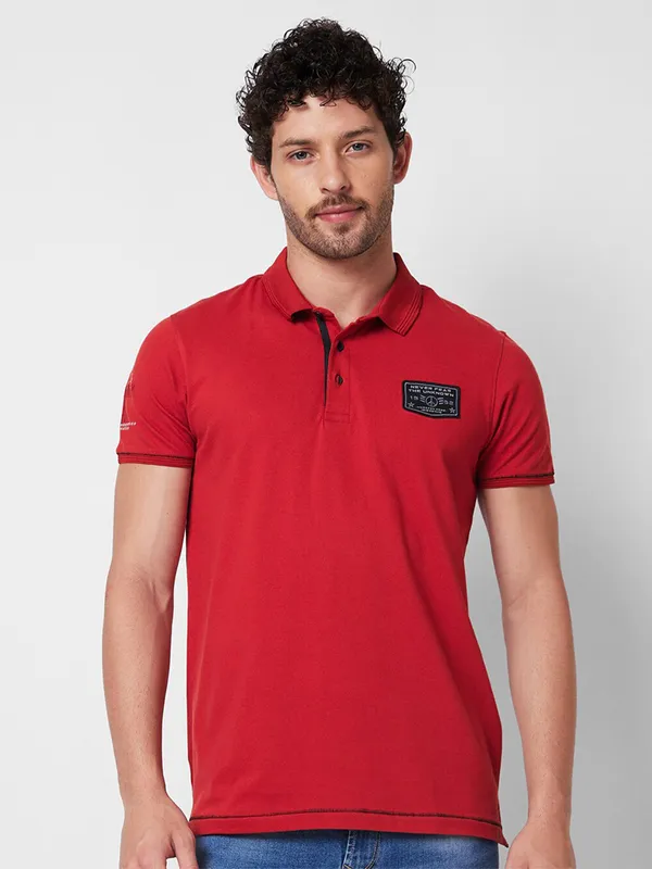 Spykar Red Plain Shirt Mens Buy Spykar Men Brick Red Linen Slim