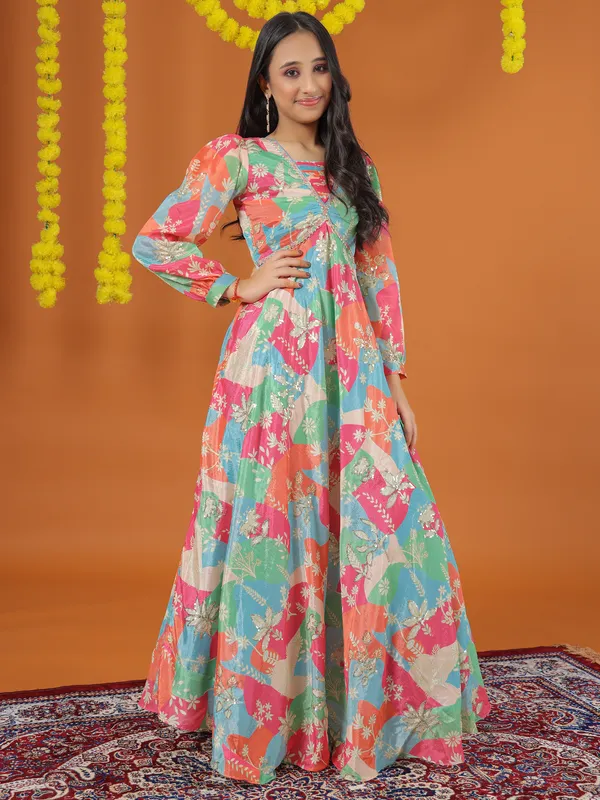 Ladies printed gown new arrivals