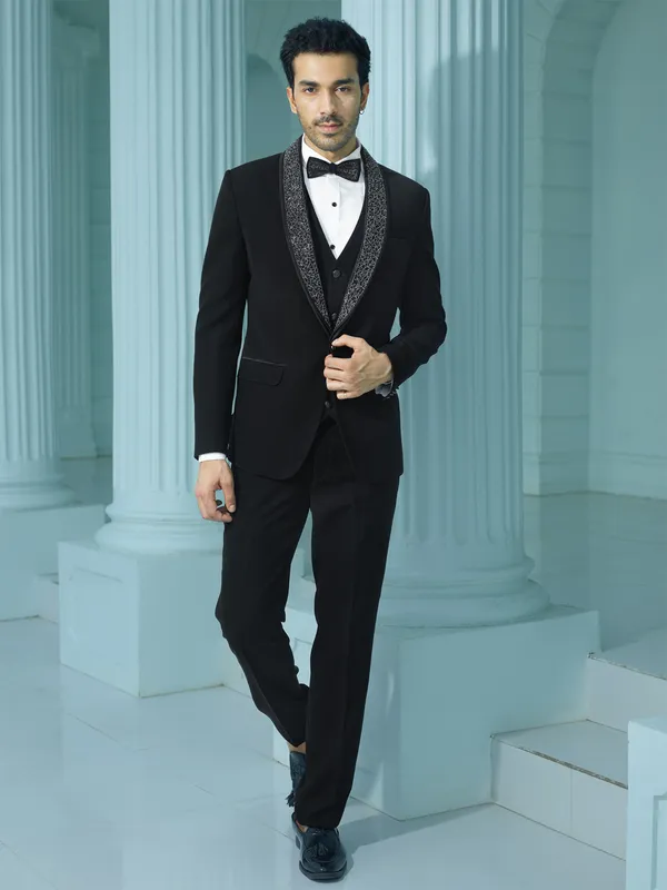 Stylish black coat suit in velvet G3 MCO1329