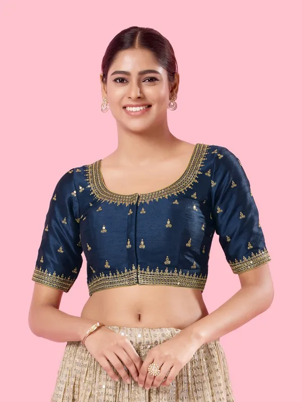 Teal Blue Silk Blouse main image 1