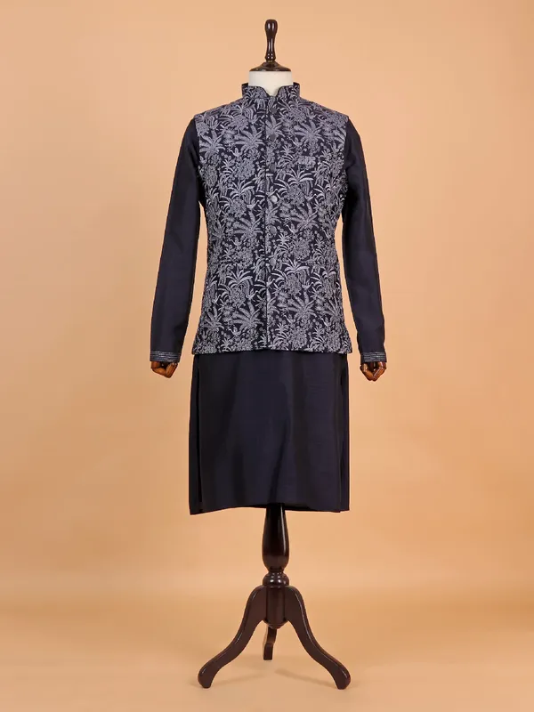 Traditional navy blue waistcoat set for man-G3-MWCS1438