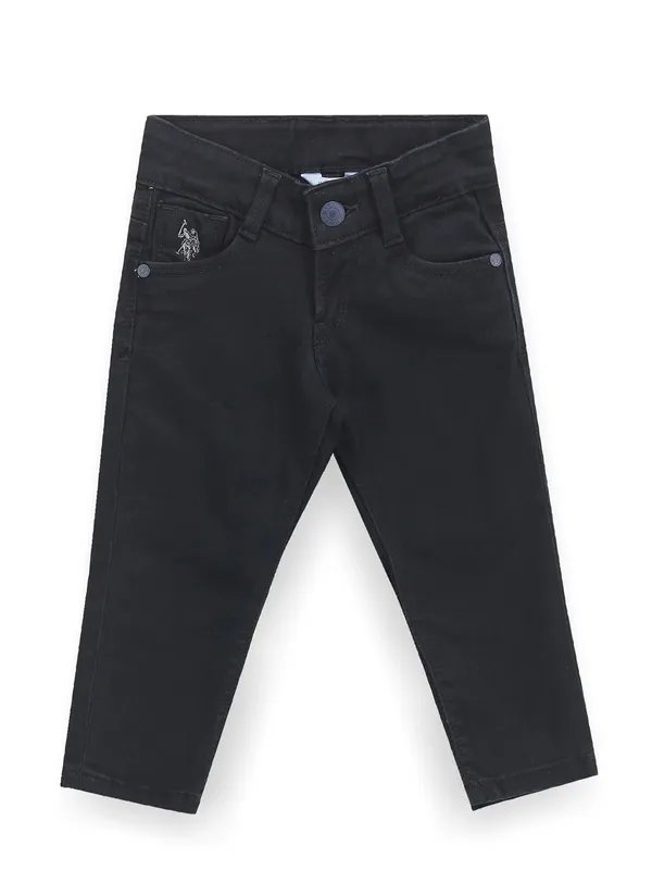 U S POLO ASSN black solid slim fit boys jeans-G3-BJE01075