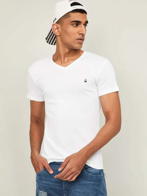 UCB casual white cotton t-shirt-G3-MTS12308