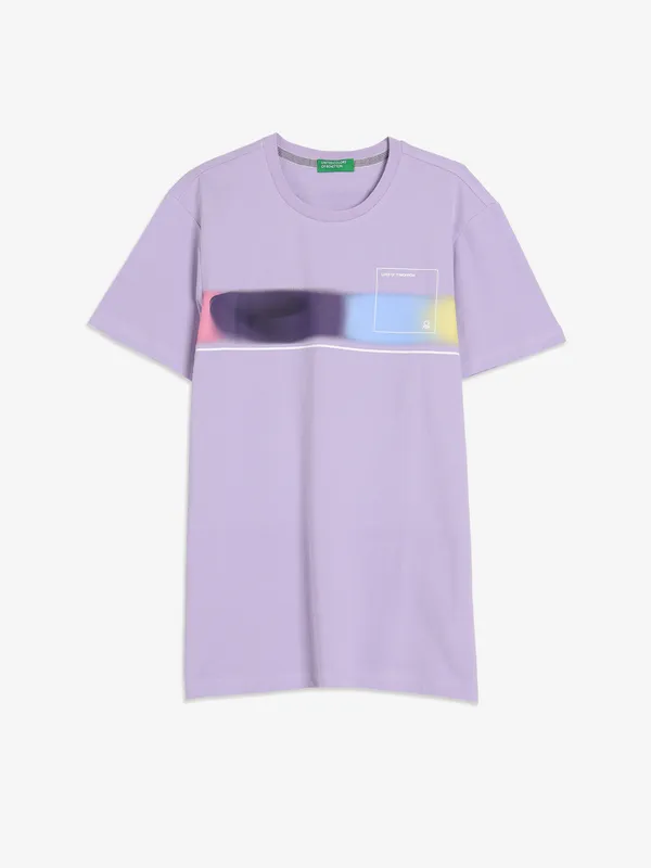 話題の人気 UCB lilac purple cotton printed t-shirt-G3-MTS18030 | United トップス