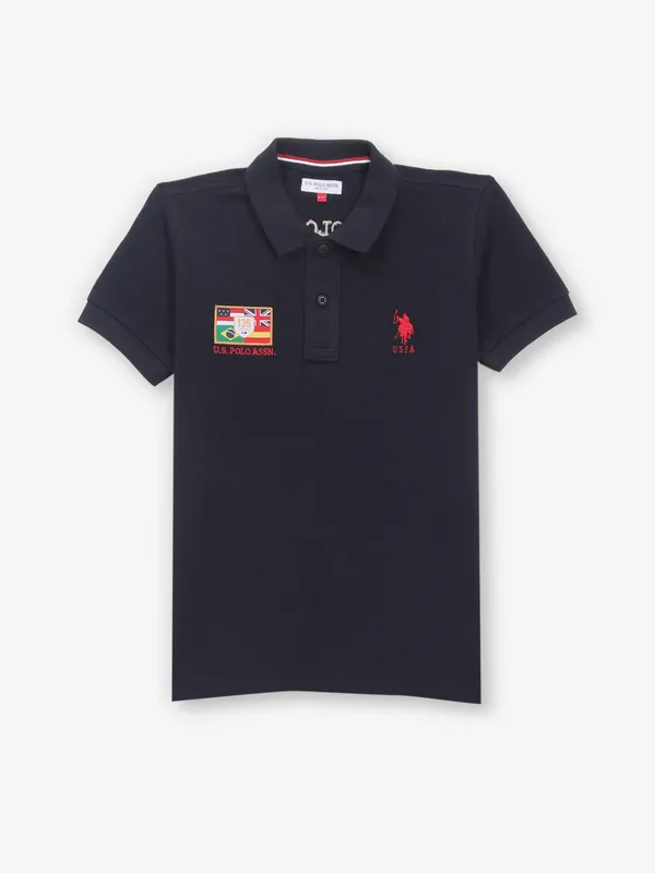 US POLO ASSN navy cotton polo t-shirt for boys-G3-BTS5349 Malaysia