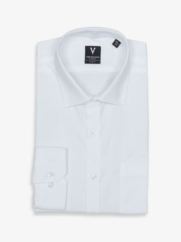 Van Heusen white plain slim fit shirt-G3-MFS12569 Australia