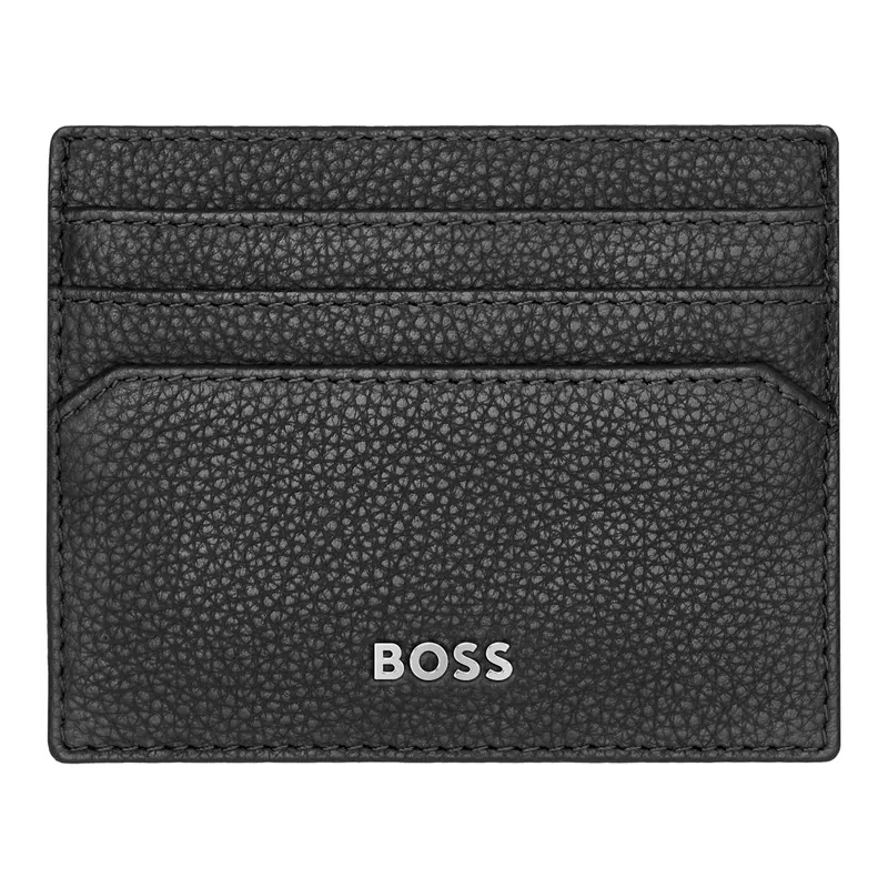Buy Classic Grained Black Hugo Boss Card Holder Online